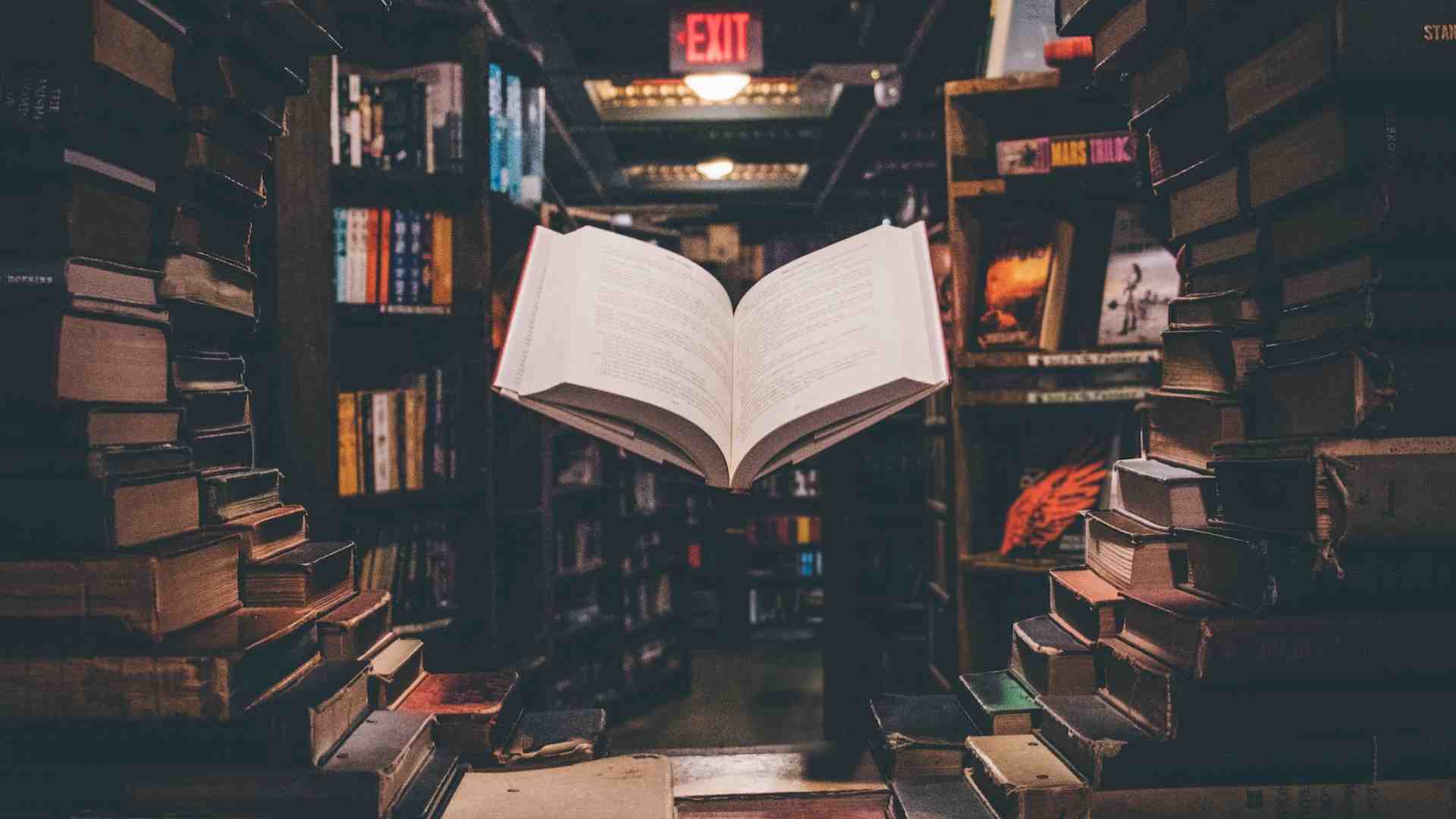 Amazing books style with library background 